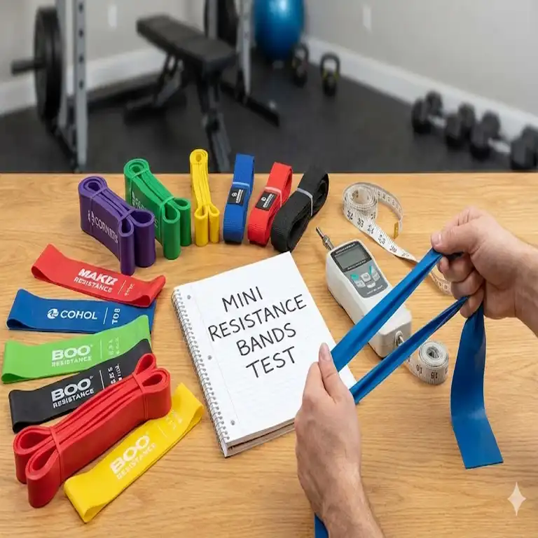 Ein Vergleich der besten Modelle im großen mini resistance bands test auf einem Holztisch.