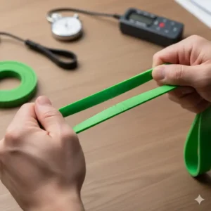 Die Belastungsprüfung der Reißfestigkeit während eines mini resistance bands test.