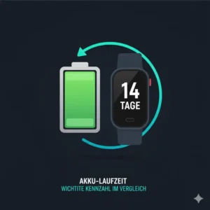 Illustration der Akku-Laufzeit als wichtiges Kriterium im Fitness Bänder Vergleich 2026