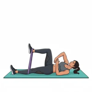 Grafische Darstellung von Bicycle Crunches als Teil von resistance bands bauch training.