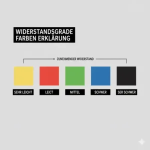 Erklärung der Farbcodes und Stärken aus unserem resistance bands für anfänger test.