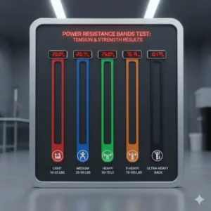 Die Ergebnisse der Spannungsmessung im power resistance bands test für verschiedene Widerstandsstufen.