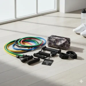 Komplettes Set mit Tube beste resistance baender 2026 Bändern, bequemen Griffen, Türanker und Fußschlaufen in einer Tasche.