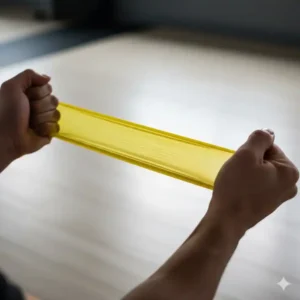 Visueller Test zur Haltbarkeit eines Latex Widerstandsbaender Test Modells unter maximaler Dehnung.