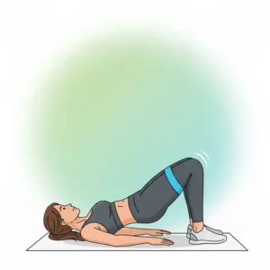 Darstellung der Glute Bridge Position für widerstandsband Übungen po zur gezielten Aktivierung.