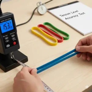 Präzise Messung der Spannkraft für den mini resistance bands test.