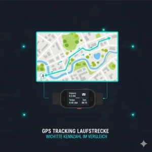 Ansicht einer mit GPS aufgezeichneten Laufstrecke durch ein Fitness Bänder Vergleich 2026-Gerät.