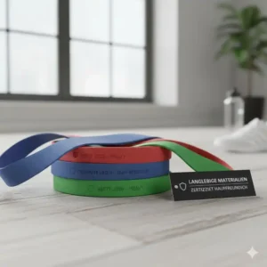 Nahaufnahme des reißfesten, hautfreundlichen Materials, das die Langlebigkeit der beste resistance baender 2026 hervorhebt.