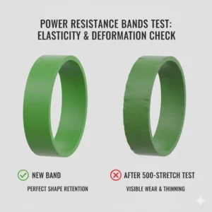 Verformungsprüfung im power resistance bands test nach mehrmaliger Dehnung der Bänder.