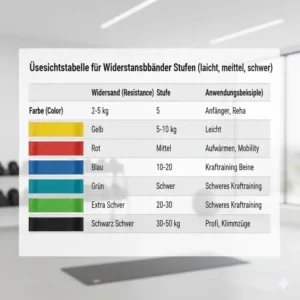 Tabelle der Stärken und Widerstandsbaender Testbericht Levels (Leicht, Mittel, Schwer)