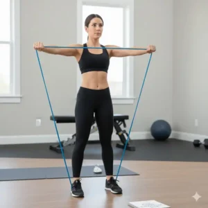 Test der Vielseitigkeit für das Oberkörpertraining im mini resistance bands test.