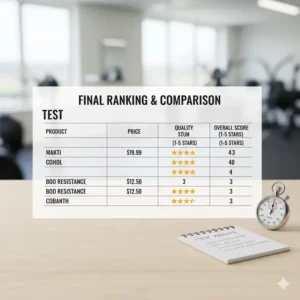 Eine Übersichtstabelle mit den abschließenden Bewertungen im mini resistance bands test.