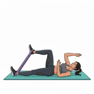 Dead Bug Übung für kontrolliertes und sicheres resistance bands bauch training.