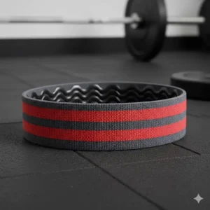 Nahaufnahme der rutschfesten Innenseite von einem hip thrust band schwer aus Stoff.