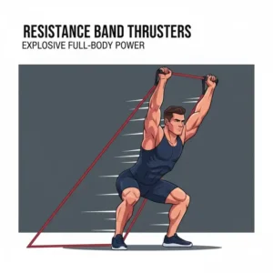 Illustration von Banded Thrusters als Teil eines hardcore resistance band workout.