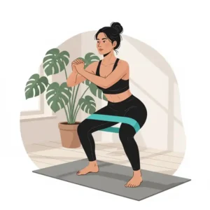 Kniebeugen als Teil der besten bootie band übungen frauen für einen starken Po.