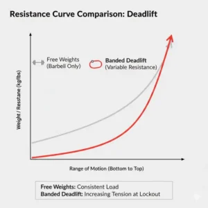 Ein Diagramm, das die Widerstandskurve bei der Verwendung von deadlift resistance bands zeigt.