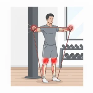 Kniebeugen und Beintraining mit powerbands muskelaufbau zur Stärkung der Beine.