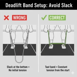 Darstellung der richtigen Spannung ohne Durchhang für deadlift resistance bands.