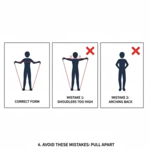 Infografik über häufige Fehler, die man beim Pull Apart Widerstandsband vermeiden sollte.
