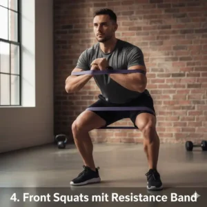Front squat variation for people practicing squats mit resistance band schwer at home.