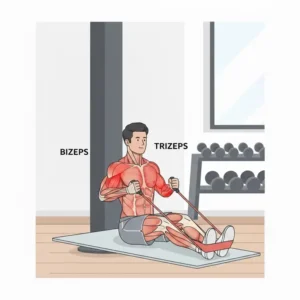 Bizeps-Curls und Trizeps-Training mit powerbands muskelaufbau für definierte Arme.