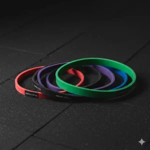 Verschiedene Arten von robusten deadlift resistance bands in unterschiedlichen Stärken.