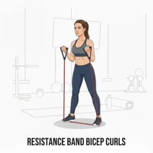 Bizeps Curls Isolationstraining innerhalb eines full body workout resistance bands.