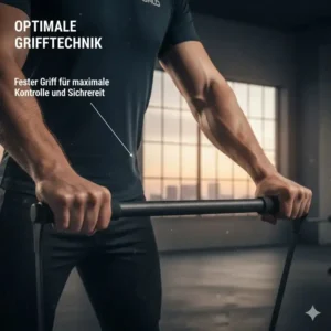 Darstellung der korrekten Handhaltung und Grifftechnik beim Training mit resistance bands bankdrücken.