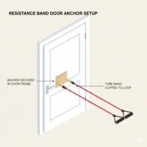 Anleitung zur sicheren Befestigung eines Türankers für das resistance bands home workout zu Hause.
