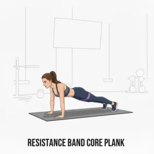 Plank Variationen zur Rumpfstabilität in einem full body workout resistance bands.