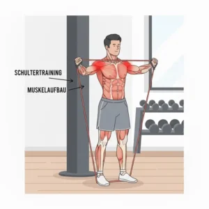 Schulterdrücken und Seitheben mit powerbands muskelaufbau zur Schulterdefinition.
