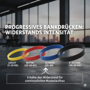Vergleich verschiedener Bandstärken zur Steigerung der Intensität beim resistance bands bankdrücken.