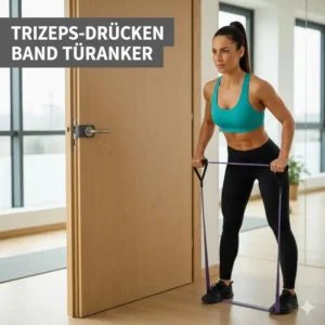 Übung mit Türanker für isolierte Trizeps-Pushdowns als resistance band übungen arme.