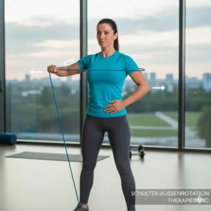 Außenrotation: Wichtige Therapieband Übungen Schulter zur Gelenkstabilisierung.