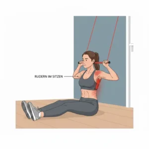 Sitzendes Rudern als Teil einer effektiven widerstandsband rücken therapie.