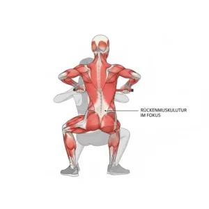 Darstellung der Muskelaktivierung während einer widerstandsband rücken therapie.