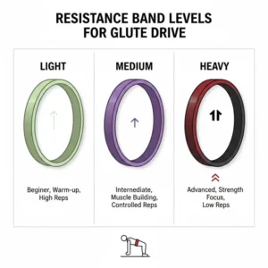 Vergleich der verschiedenen Widerstandsstufen der glute drive resistance bands für Anfänger und Fortgeschrittene.