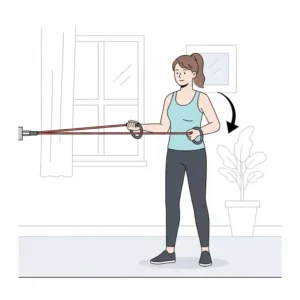 Spezielle physio resistance bands übungen für die Rehabilitation der Rotatorenmanschette.