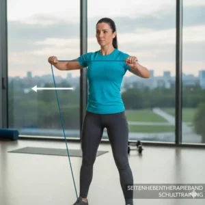 Gezieltes Seitenheben durch Therapieband Übungen Schulter zur Muskeldefinition.