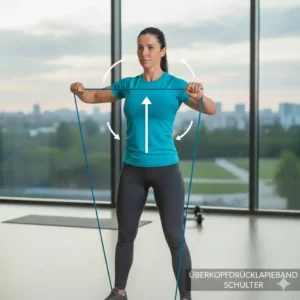 Funktionales Überkopfdrücken mit Therapieband Übungen Schulter für mehr Mobilität.
