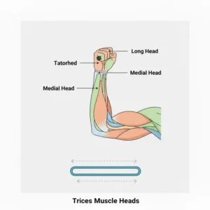 Anatomische Darstellung der Muskelköpfe, die durch ein trizeps resistance bands workout aktiviert werden.