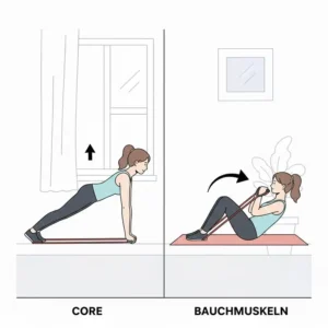 Stabilitätstraining für die Körpermitte durch intensive physio resistance bands übungen.