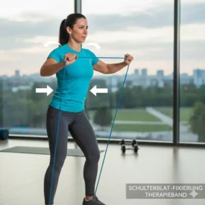 Schulterblatt-Fixierung: Präventive Therapieband Übungen Schulter gegen Schmerzen.