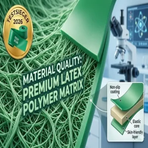 Detailaufnahme der Oberflächenstruktur im therapie latexband test 2026 für Hautverträglichkeit und Grip.