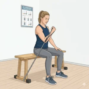 Illustration der ellenbogen therapieband übungen für die Beugung des Arms.