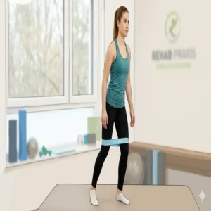 Illustration der Lateral Walk Übung zur Hüftstabilisierung mit physio minibands für rehab.