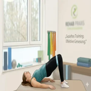 Gezieltes Gesäßmuskeltraining durch Glute Bridges mit physio minibands für rehab.