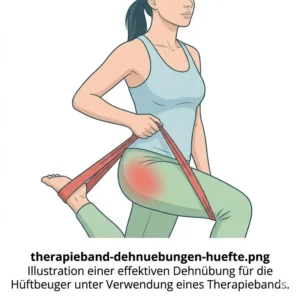 Illustration für therapieband dehnübungen zur Dehnung der Hüftbeuger und Beweglichkeit.