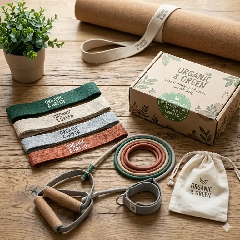 High-quality fitness set featuring eco resistance bands nachhaltig made from natural rubber.